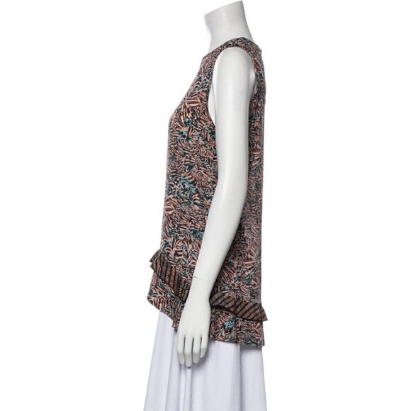 PROENZA SCHOULER 100% Silk Print Sleeveless Bias Hem Hi Low Tunic Top SMALL - Picture 10 of 15
